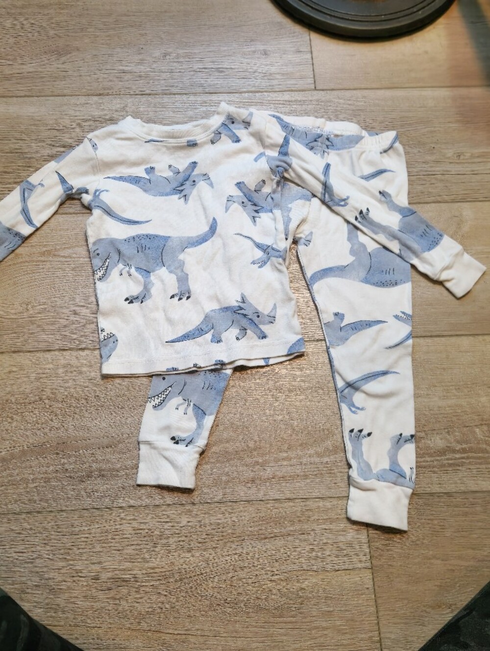 Carter's Cream and Blue Dinosaur Two-Piece Pajama Set